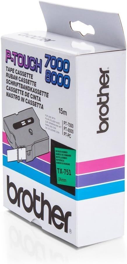 Brother TX-751 laminált P-touch szalag (24mm) Black on Green 15m Brother TX-751 laminált P-touch szalag (24mm) Black on Green 15m