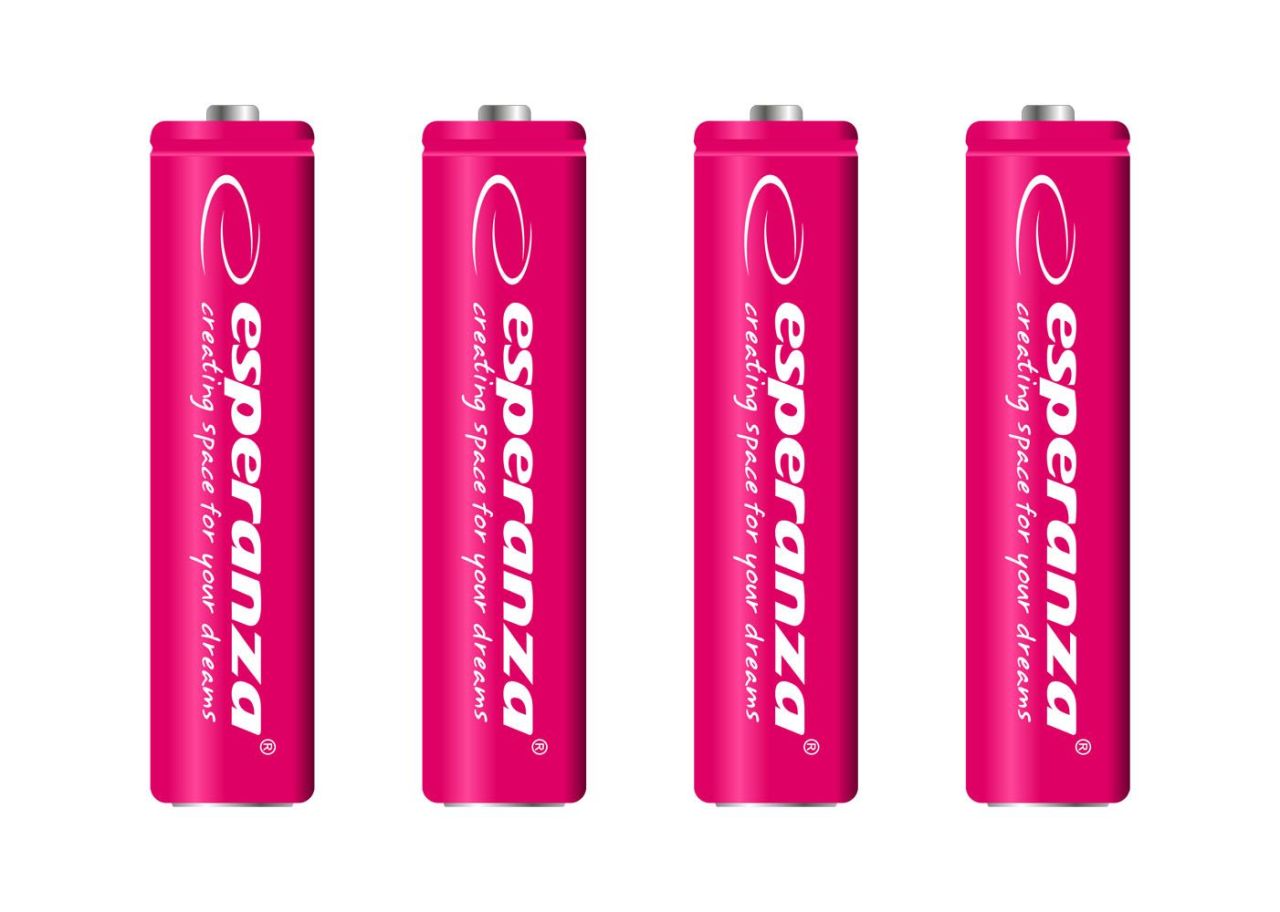 Esperanza 1000mAh AAA Ni-MH akkumulátor 4db/csomag Red Esperanza 1000mAh AAA Ni-MH akkumulátor 4db/csomag Red