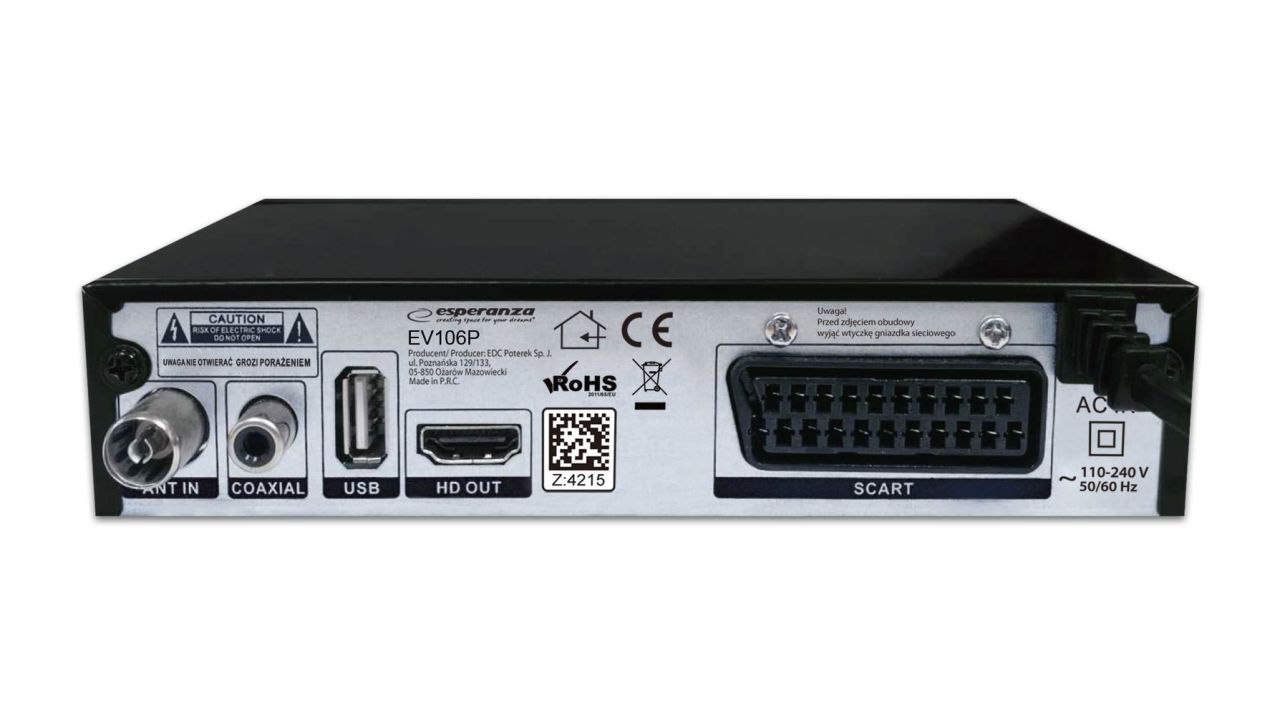Esperanza EV106P DVB-T/T2 digital terrestrial TV decoder Esperanza EV106P DVB-T/T2 digital terrestrial TV decoder