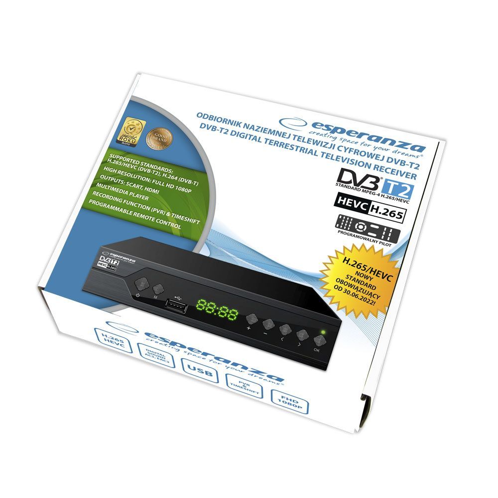 Esperanza EV107R DVB-T/T2 digital terrestrial TV decoder Esperanza EV107R DVB-T/T2 digital terrestrial TV decoder