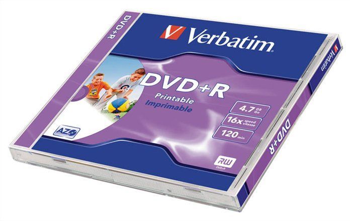 Verbatim DVD+R 4,7Gb 16x Normál tok 1db/csomag (1-es címke) Verbatim DVD+R 4,7Gb 16x Normál tok 1db/csomag (1-es címke)