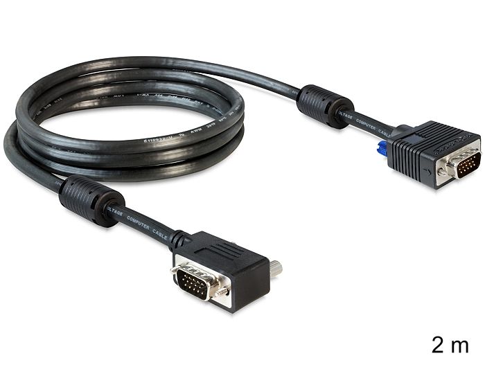 DeLock Cable SVGA 2m male-male angled DeLock Cable SVGA 2m male-male angled