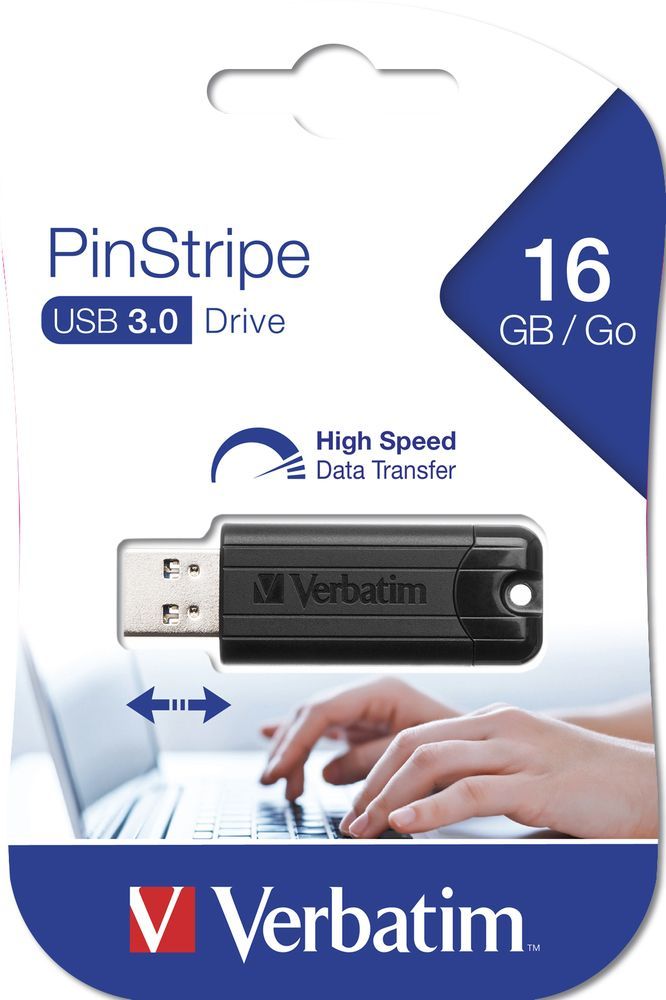 Verbatim 16GB Pinstripe USB3.0 Black Verbatim 16GB Pinstripe USB3.0 Black