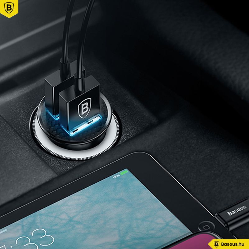 Baseus Circular Car Charger Black Baseus Circular Car Charger Black