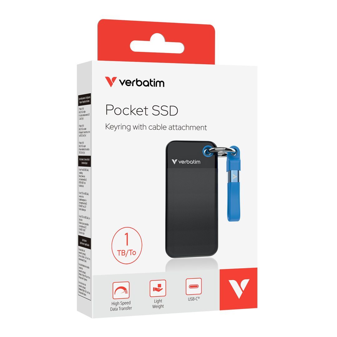 Verbatim 1TB USB3.2 Pocket SSD Black/Blue Verbatim 1TB USB3.2 Pocket SSD Black/Blue