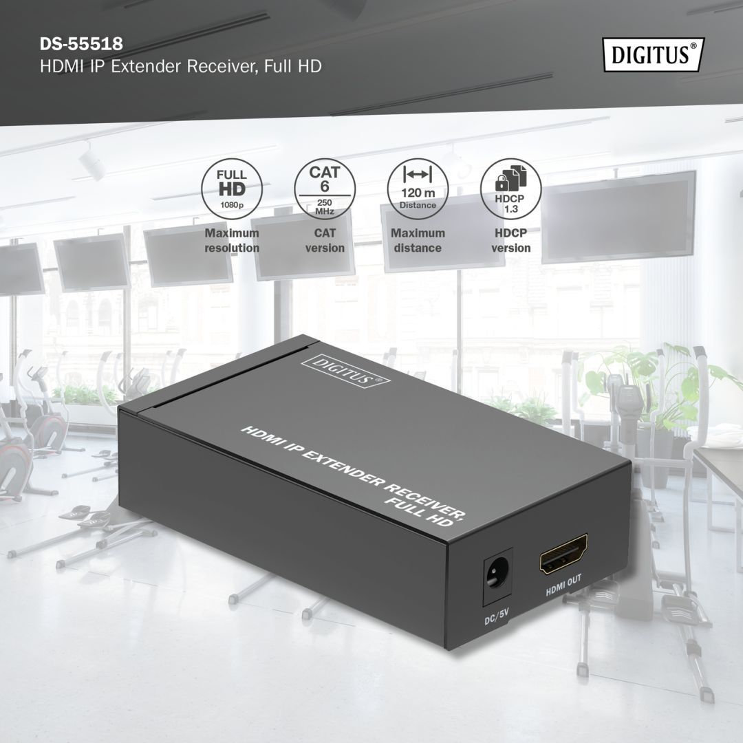 Digitus DS-55518 HDMI IP Video Extender Receiver Unit for DS-55517 Digitus DS-55518 HDMI IP Video Extender Receiver Unit for DS-55517