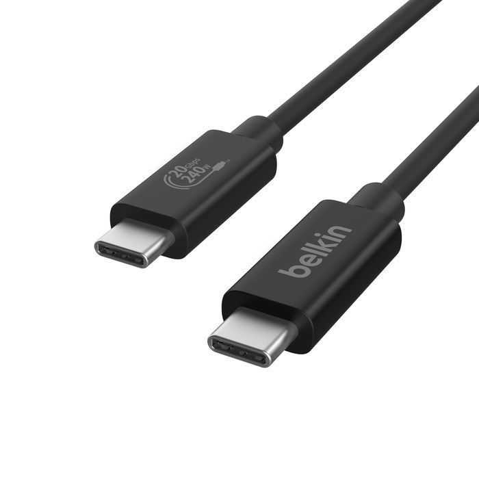 Belkin USB4 USB-C/USB-C 240W + 20Gbps Cable 2m Black Belkin USB4 USB-C/USB-C 240W + 20Gbps Cable 2m Black