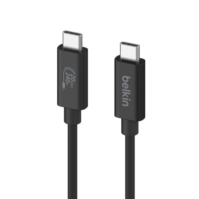 Belkin USB4 USB-C/USB-C 240W + 20Gbps Cable 2m Black Belkin USB4 USB-C/USB-C 240W + 20Gbps Cable 2m Black