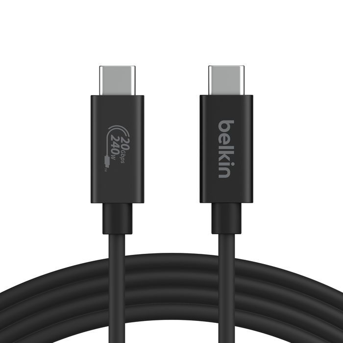 Belkin USB4 USB-C/USB-C 240W + 20Gbps Cable 2m Black Belkin USB4 USB-C/USB-C 240W + 20Gbps Cable 2m Black