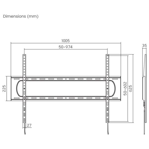 SBOX PLB-7369F Wall Mount 60"-120" Black