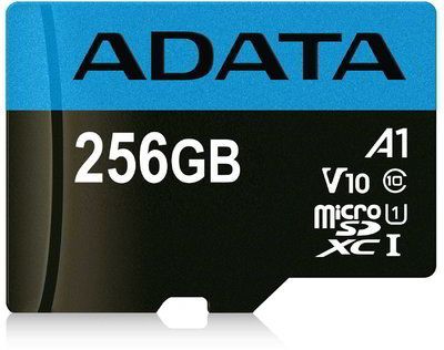 A-Data 256GB microSDXC Premier UHS-I Class10 V10 A1 + adapterrel A-Data 256GB microSDXC Premier UHS-I Class10 V10 A1 + adapterrel