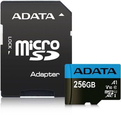 A-Data 256GB microSDXC Premier UHS-I Class10 V10 A1 + adapterrel A-Data 256GB microSDXC Premier UHS-I Class10 V10 A1 + adapterrel