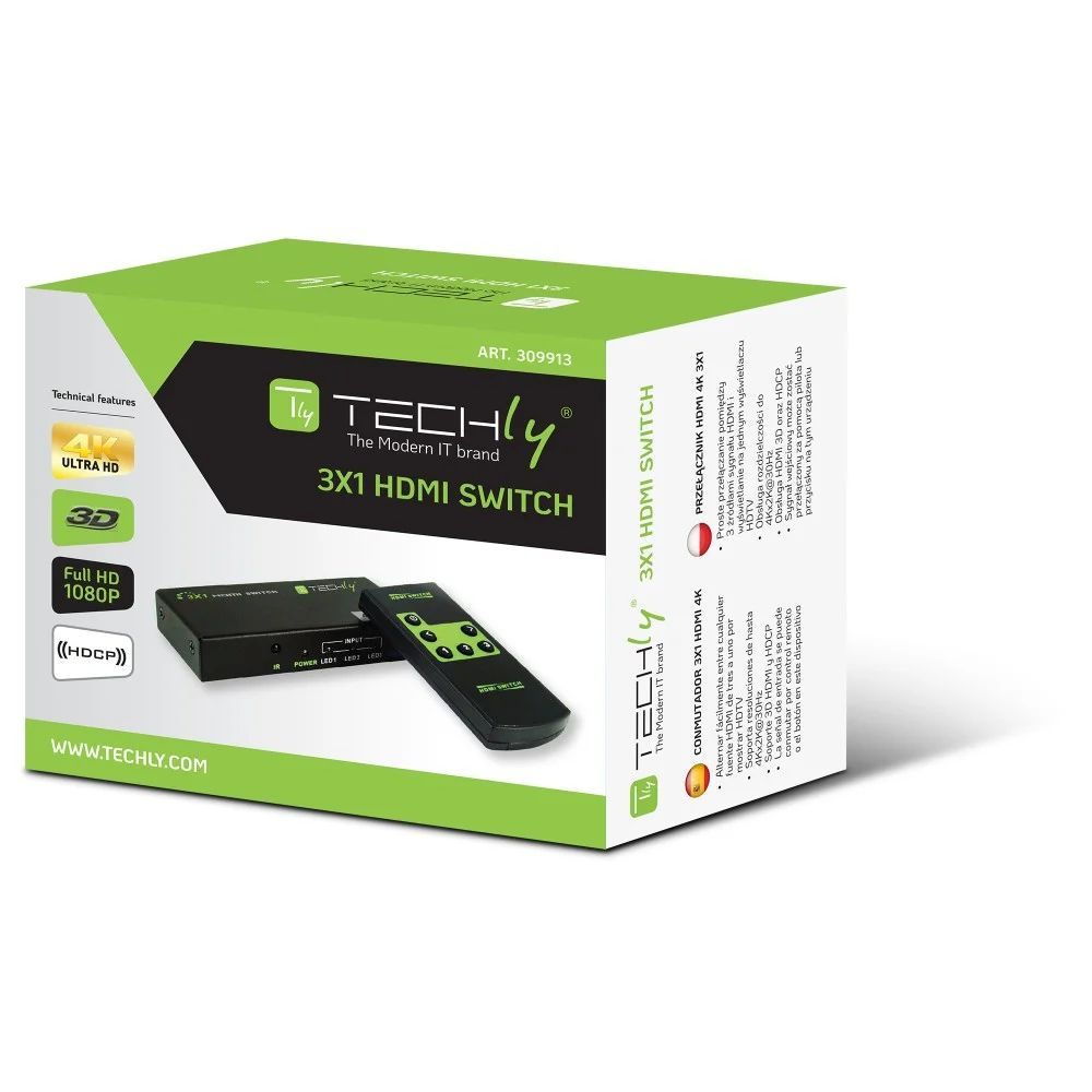 TECHLY Switch HDMI 3 IN 1 OUT with Remote Control TECHLY Switch HDMI 3 IN 1 OUT with Remote Control