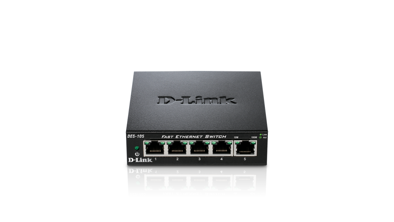 D-Link DES-105 5 Port 10/100Mbit Fast Eternet Switch D-Link DES-105 5 Port 10/100Mbit Fast Eternet Switch