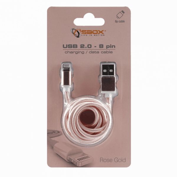 SBOX USB A Male -> Lightning cable 1,5m Rose Gold SBOX USB A Male -> Lightning cable 1,5m Rose Gold