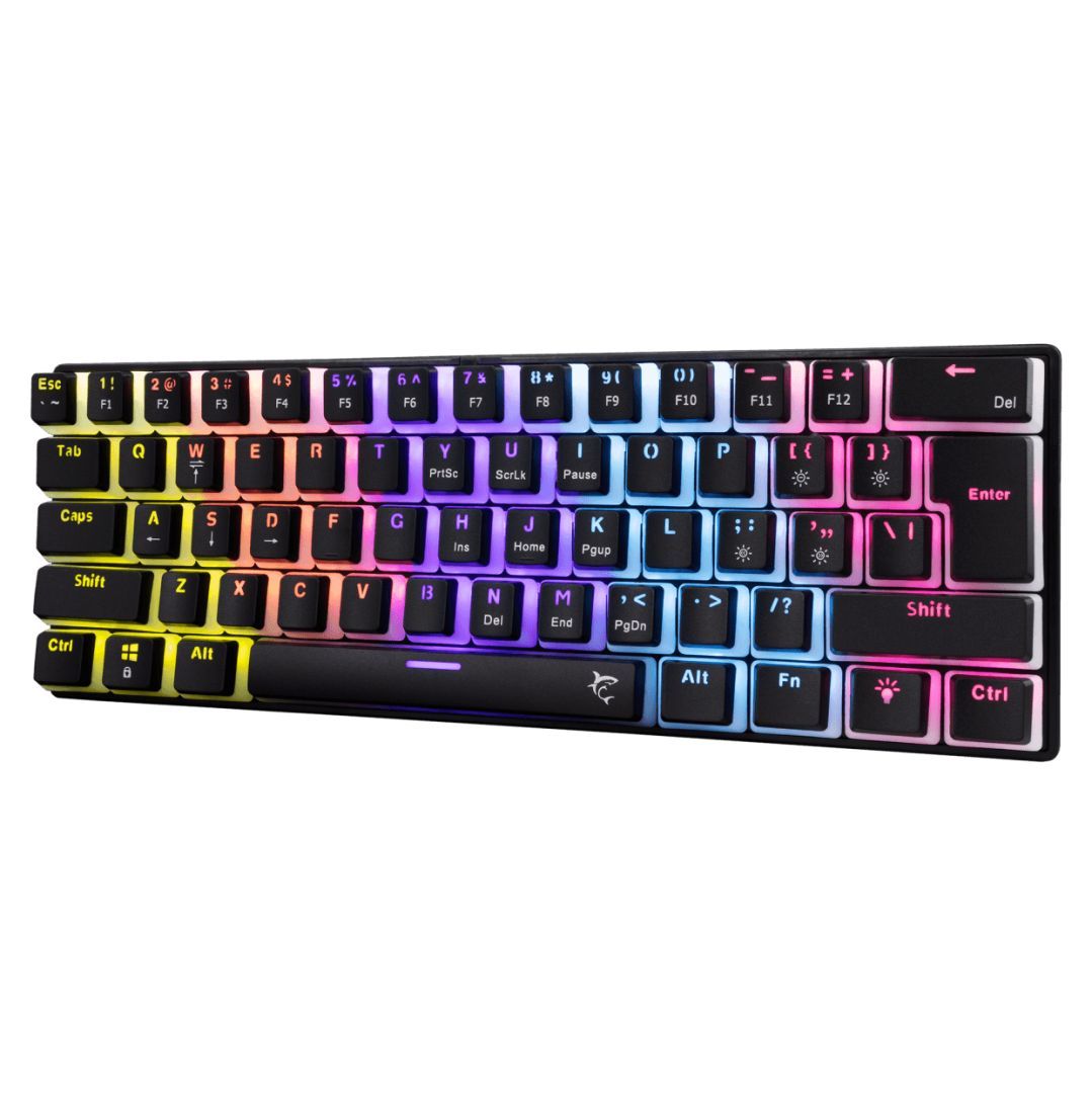 White Shark Ashiko 2 Red Switches Mechanical 60% Gaming Keyboard Black US