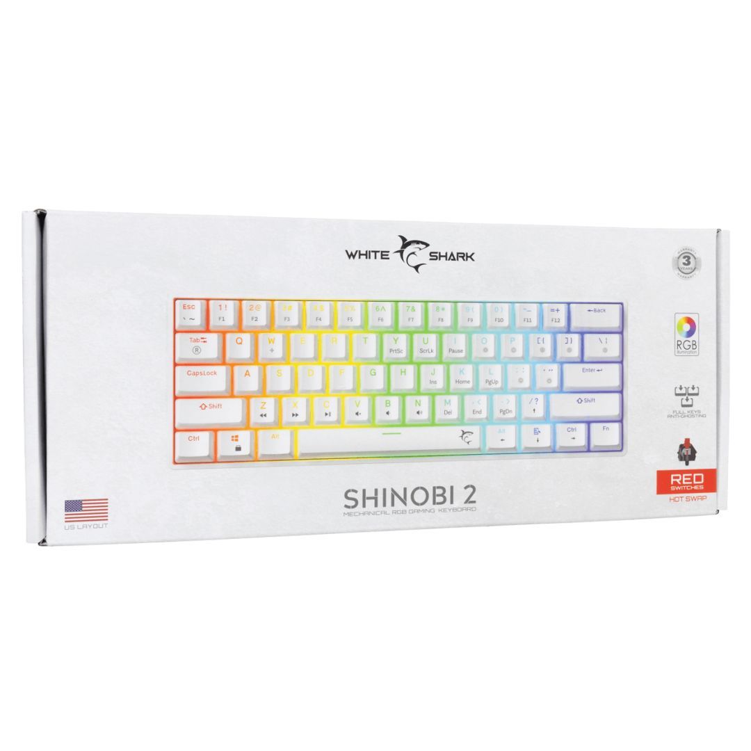 White Shark Shinobi 2 RGB Gaming keyboard White US White Shark Shinobi 2 RGB Gaming keyboard White US