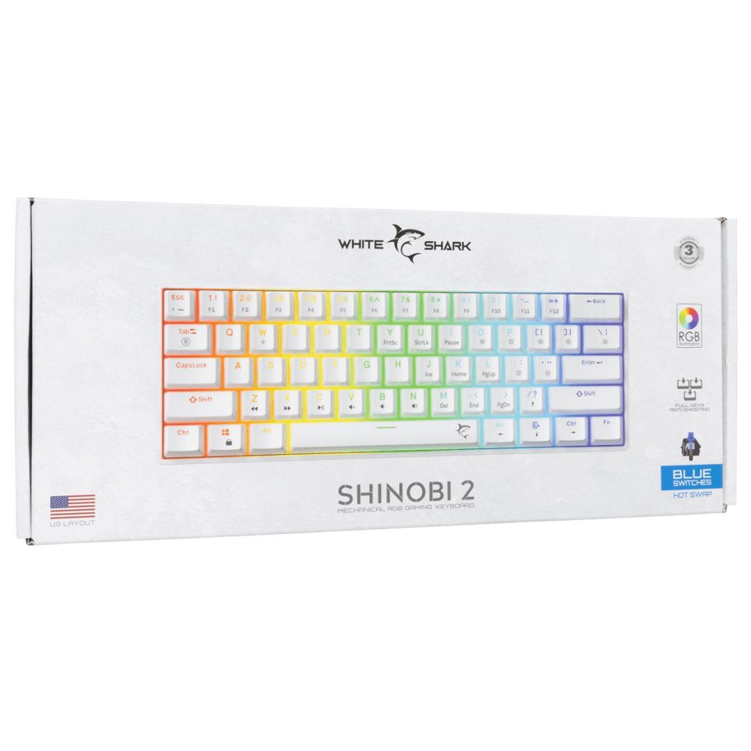 White Shark Shinobi 2 RGB Gaming keyboard White US