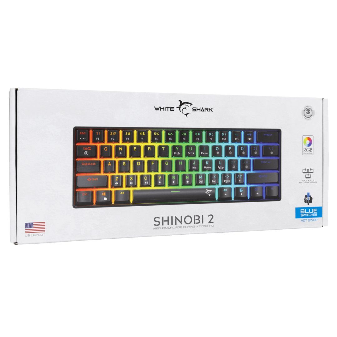 White Shark Shinobi 2 RGB Gaming keyboard Black US