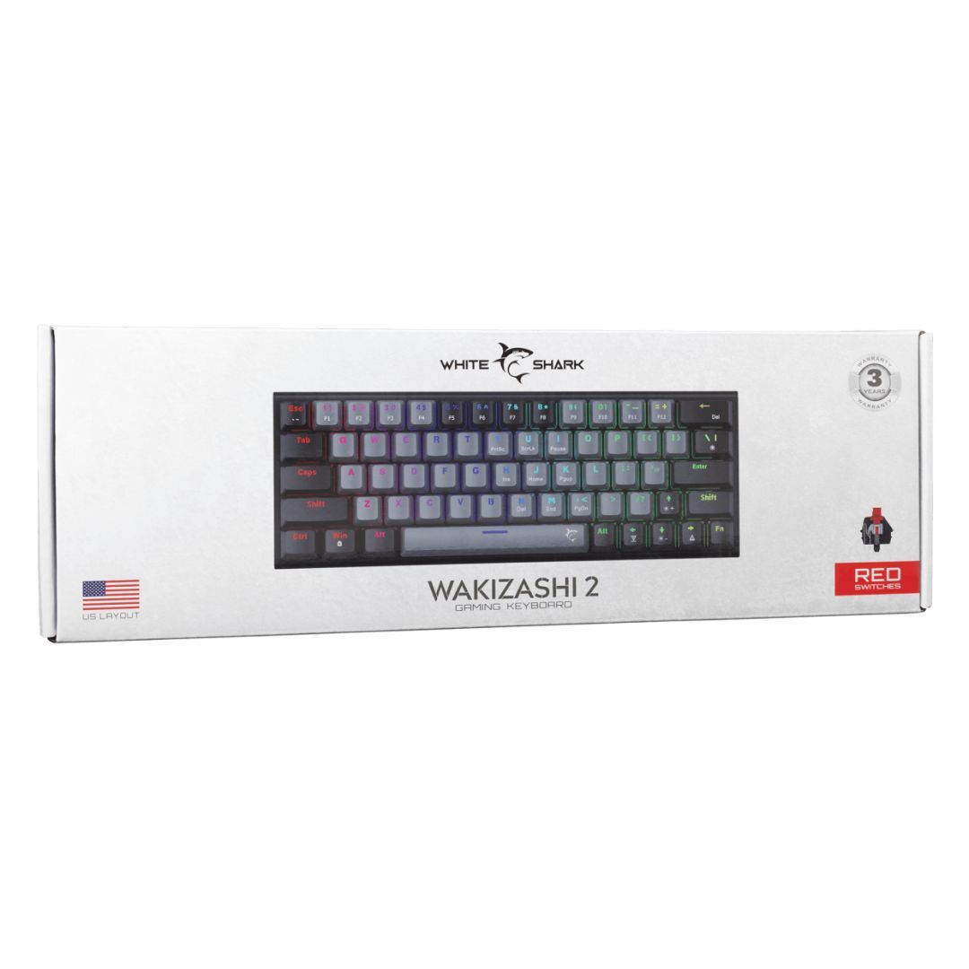 White Shark Wakizashi 2 Red Switches Gaming Keyboard Grey/Black US White Shark Wakizashi 2 Red Switches Gaming Keyboard Grey/Black US