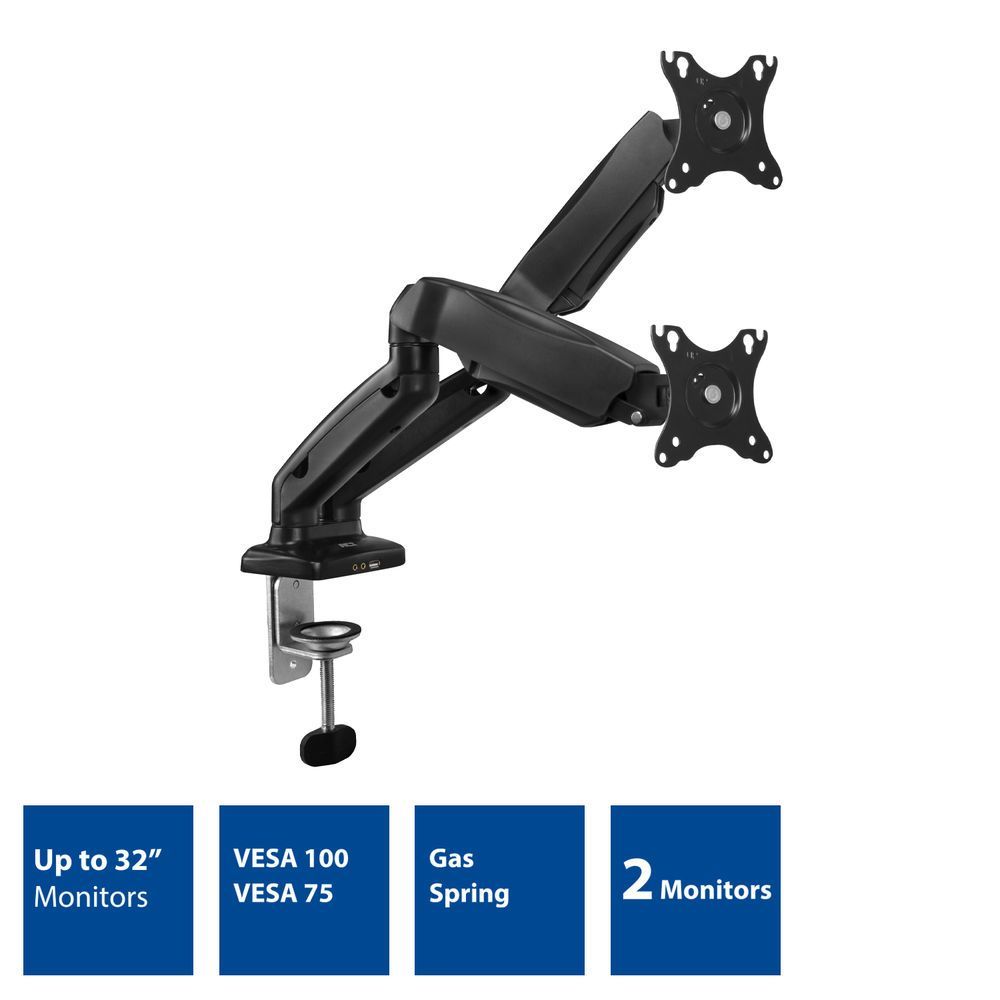 ACT AC8312 Gas Spring Dual Monitor Arm Office 13"-32" Black ACT AC8312 Gas Spring Dual Monitor Arm Office 13"-32" Black