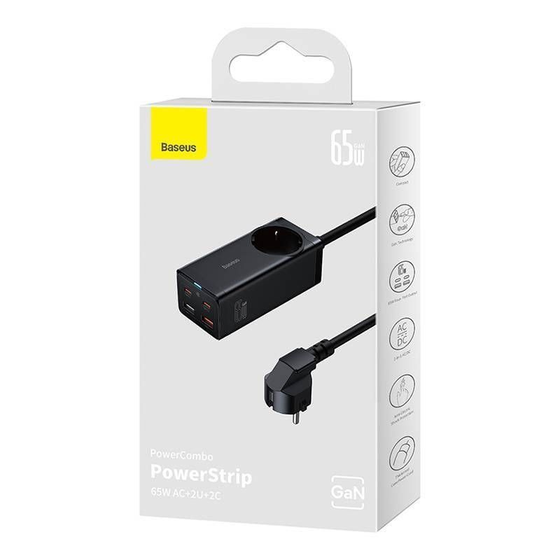 Baseus GaN3 Pro hálózati töltő 2xUSB + 2xUSB-C + AC 65W Black Baseus GaN3 Pro hálózati töltő 2xUSB + 2xUSB-C + AC 65W Black