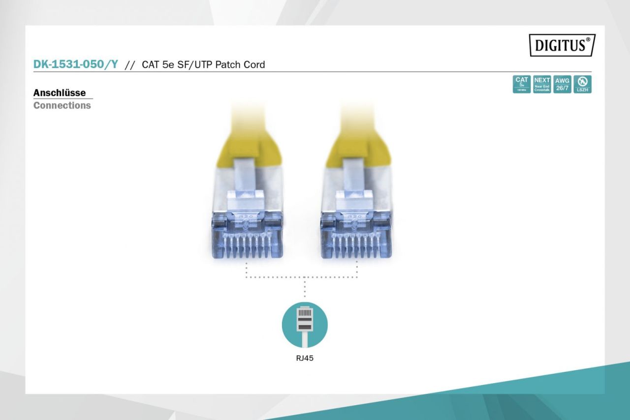 Digitus CAT5e SF-UTP Patch Cable 5m Yellow Digitus CAT5e SF-UTP Patch Cable 5m Yellow