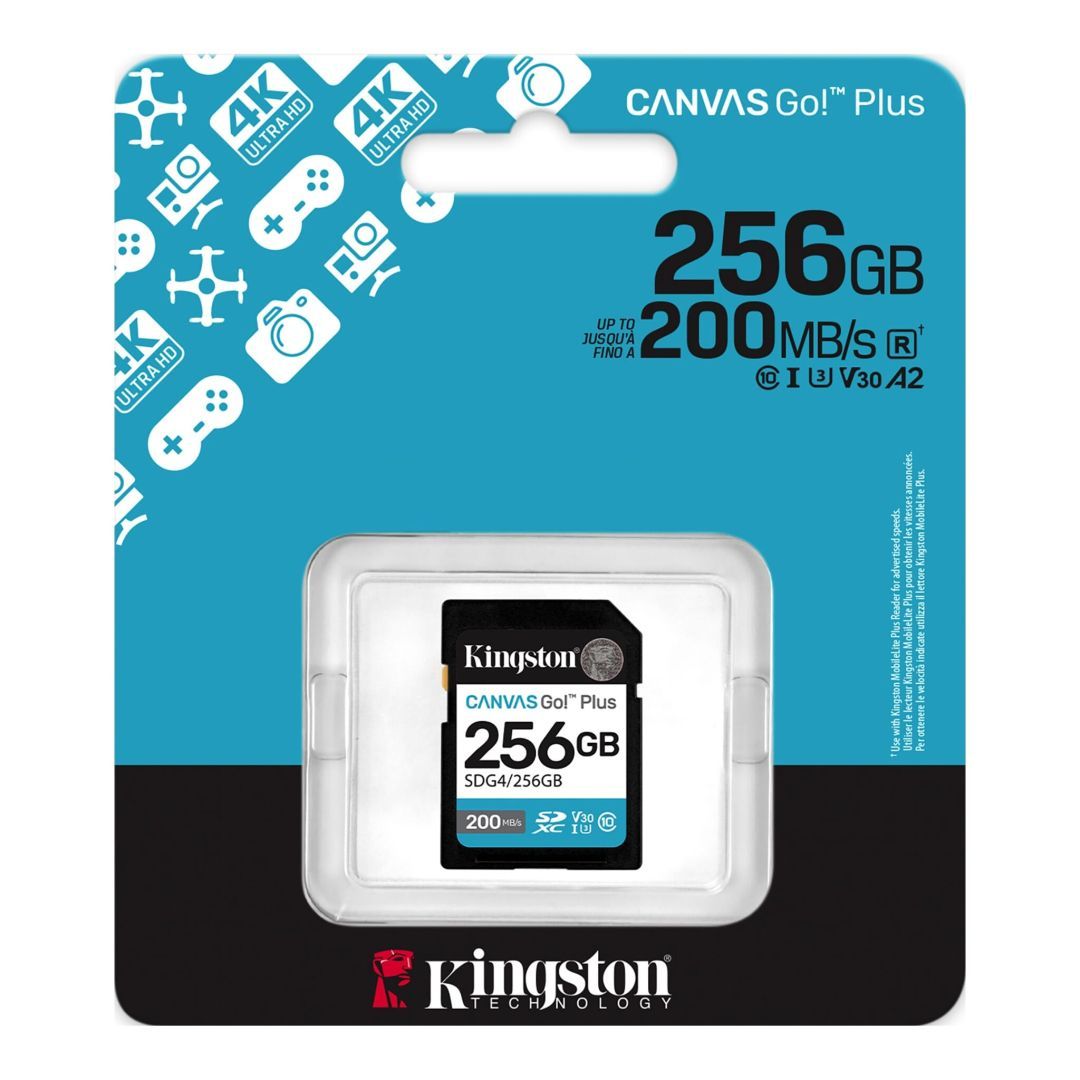 Kingston 256GB Canvas Go Plus Gen4 Class 10 UHS-I U3 V30