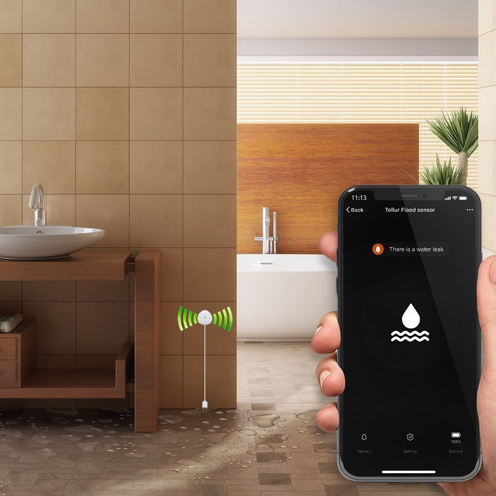 Tellur WiFi Smart Flood Sensor White Tellur WiFi Smart Flood Sensor White