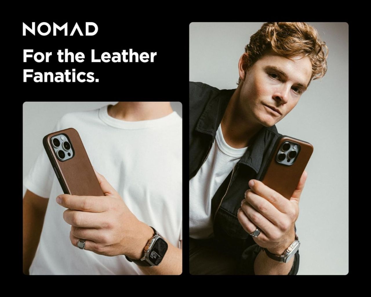 Nomad Modern Leather Horween iPhone 16 Pro Max case Rustic Brown
