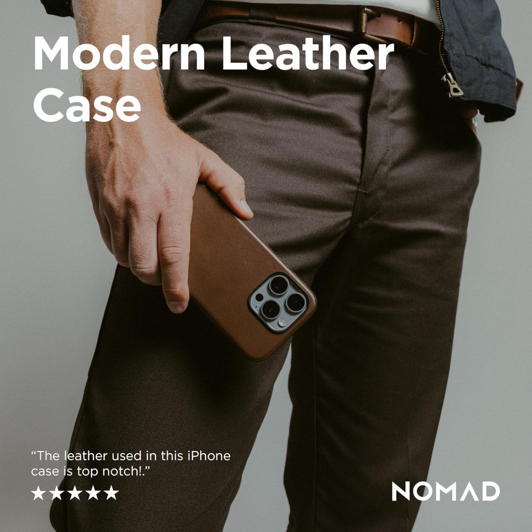 Nomad Modern Leather Horween iPhone 16 Pro Max case Rustic Brown