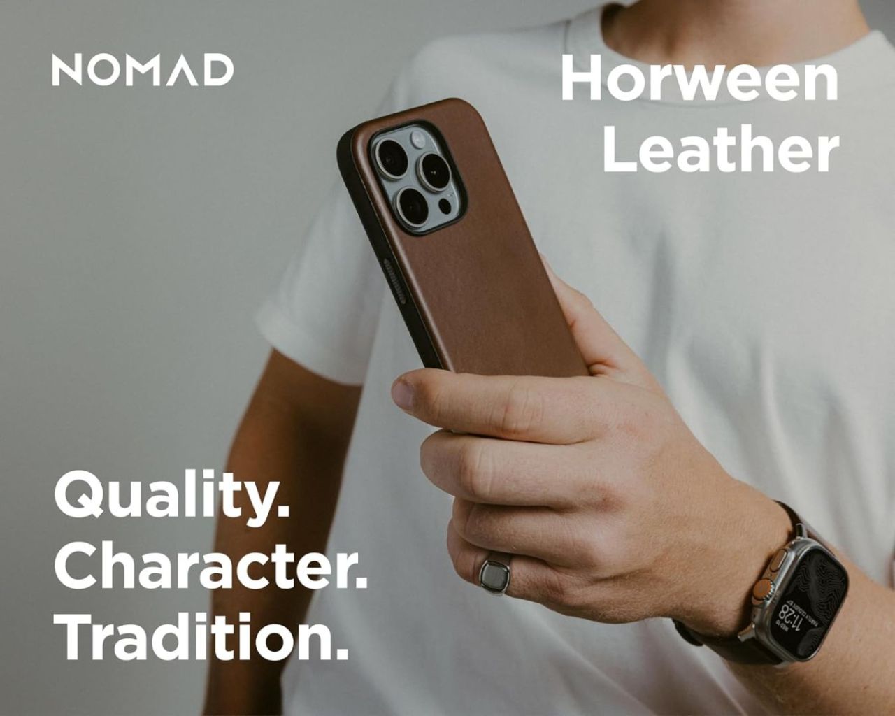 Nomad Modern Leather Horween iPhone 16 Pro Max case Rustic Brown