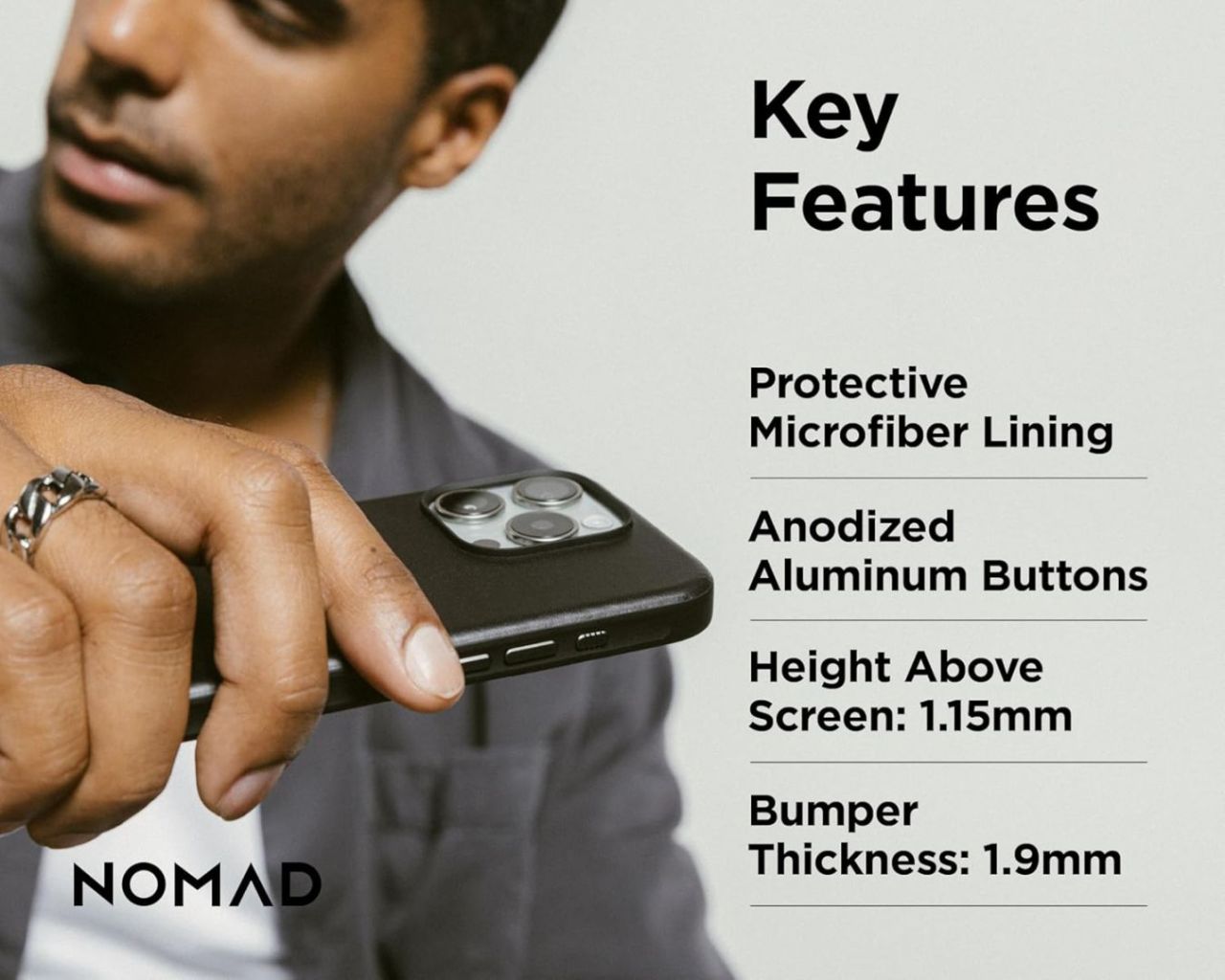 Nomad Modern Leather Horween iPhone 16 Pro Max case Black Nomad Modern Leather Horween iPhone 16 Pro Max case Black