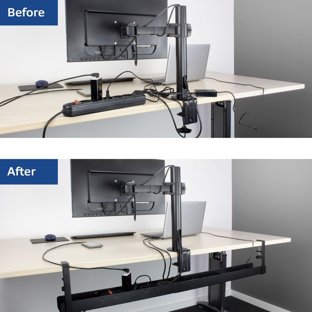 ACT AC8376 Under Desk Extendable Cable Management Tray with Clamp Mount