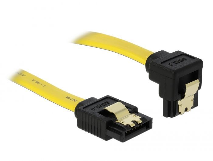 DeLock SATA 3 Gb/s Cable straight to downwards angled 10cm Yellow DeLock SATA 3 Gb/s Cable straight to downwards angled 10cm Yellow
