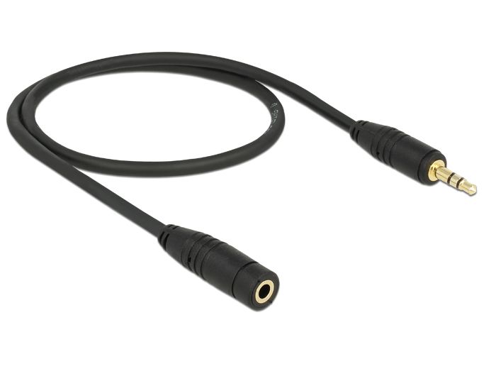 DeLock Stereo Jack Extension Cable 3.5 mm 3 pin male > female 0,5m Black