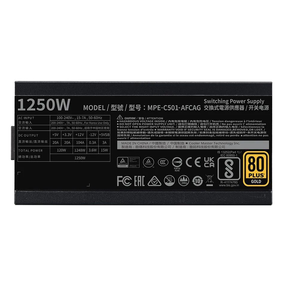 Cooler Master 1250W 80+ Gold MWE V2 ATX 3.1 Cooler Master 1250W 80+ Gold MWE V2 ATX 3.1