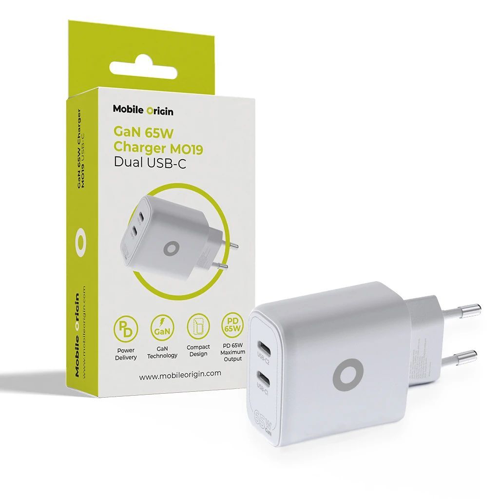 Mobile Origin MO19 - Dual USB-C GaN 65W Charger Mobile Origin MO19 - Dual USB-C GaN 65W Charger
