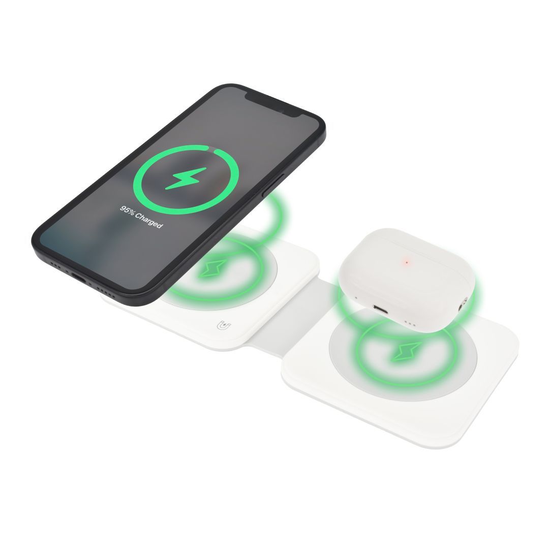 Dviced 2-in-1 Foldable Magnetic Wireless charger White Dviced 2-in-1 Foldable Magnetic Wireless charger White