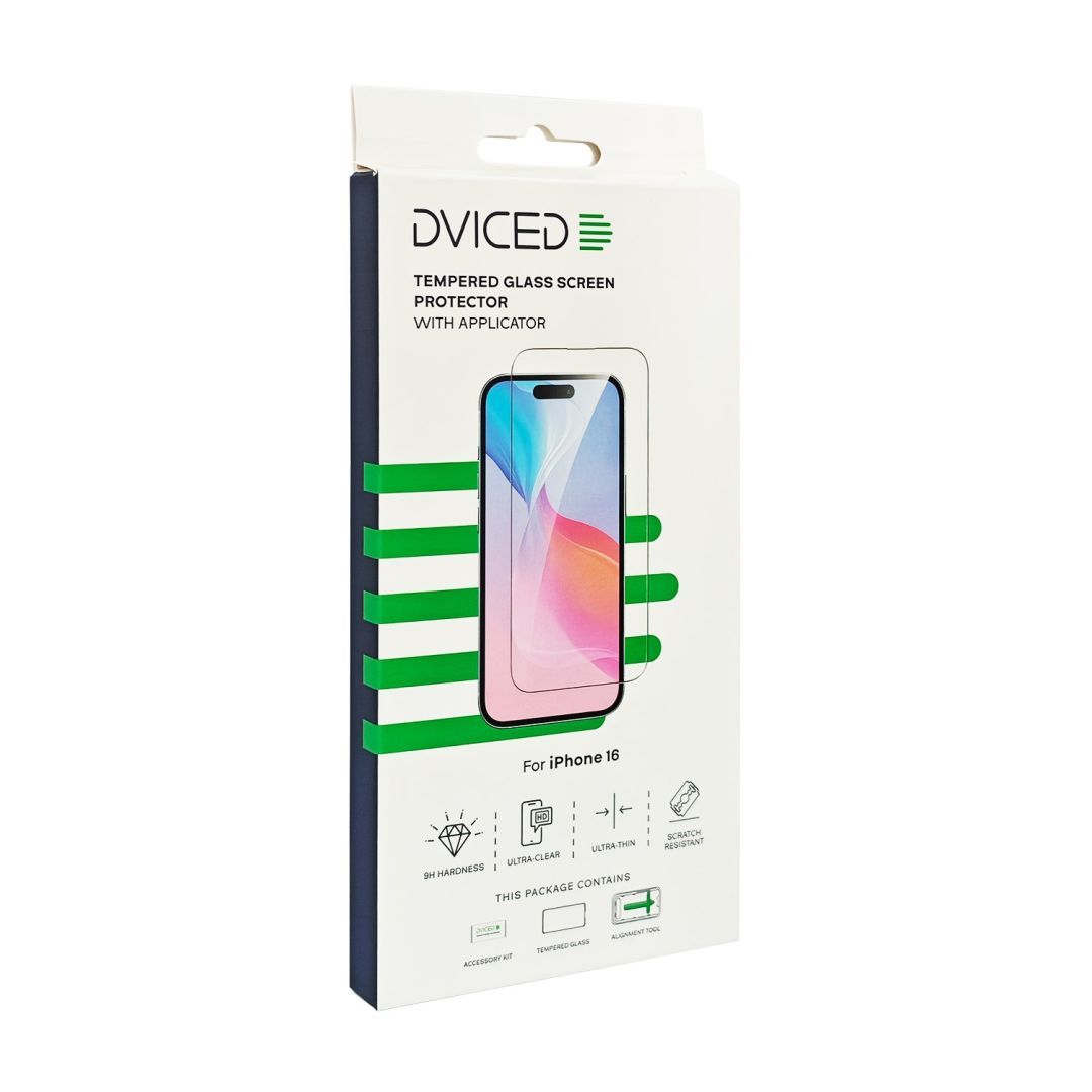 Dviced Tempered glass screen protector for iPhone 16 with applicator Dviced Tempered glass screen protector for iPhone 16 with applicator