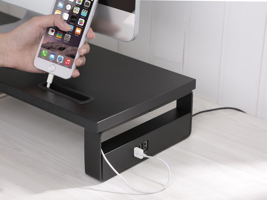 EQuip Desktop Monitor Stand with USB Black EQuip Desktop Monitor Stand with USB Black