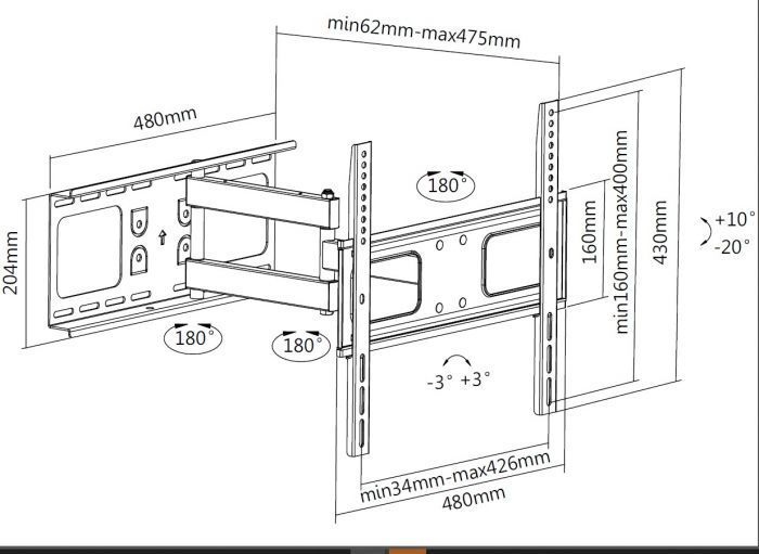 EQuip 32"-55” Articulating TV Wall Mount Bracket EQuip 32"-55” Articulating TV Wall Mount Bracket
