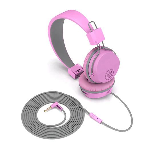 JLab JBuddies Studio On-Ear Kids Wired Headphones Pink/Grey JLab JBuddies Studio On-Ear Kids Wired Headphones Pink/Grey