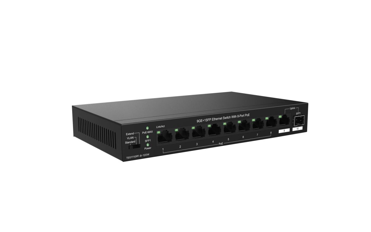 Tenda TEG1110PF-8-120W 9GE+1SFP Ethernet Switch With 8-Port PoE Tenda TEG1110PF-8-120W 9GE+1SFP Ethernet Switch With 8-Port PoE