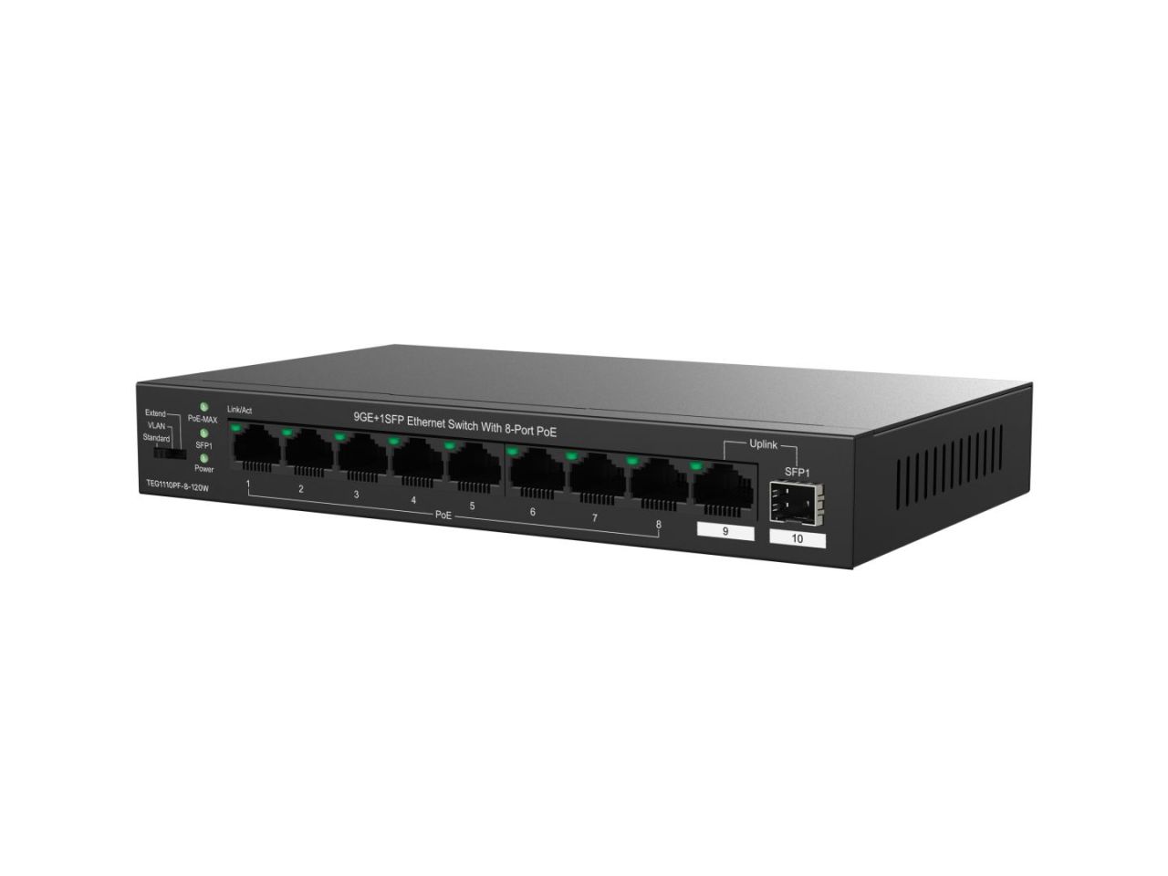 Tenda TEG1110PF-8-120W 9GE+1SFP Ethernet Switch With 8-Port PoE Tenda TEG1110PF-8-120W 9GE+1SFP Ethernet Switch With 8-Port PoE