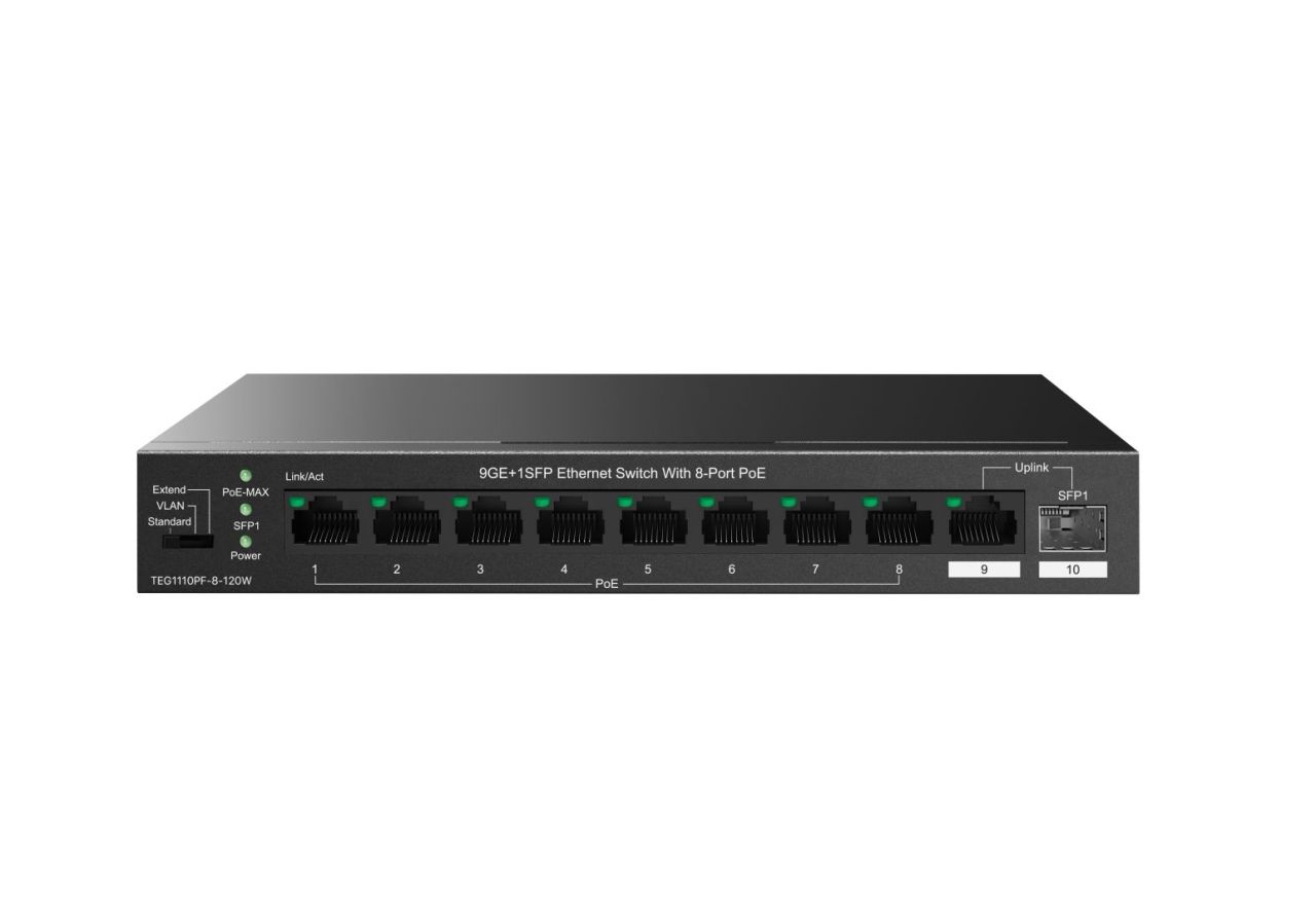 Tenda TEG1110PF-8-120W 9GE+1SFP Ethernet Switch With 8-Port PoE Tenda TEG1110PF-8-120W 9GE+1SFP Ethernet Switch With 8-Port PoE