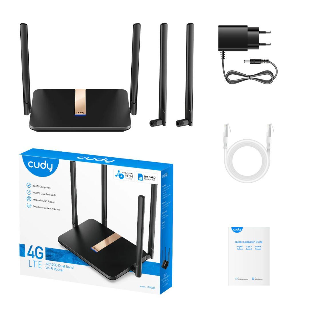 Cudy LT500D 4G LTE AC1200 Dual Band Wi-Fi Router with Detachable Antennas