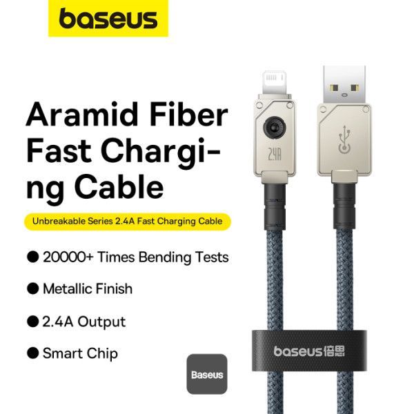 Baseus Unbreakable USB A to iP lightning 5V-2.4A cable 1m White Baseus Unbreakable USB A to iP lightning 5V-2.4A cable 1m White