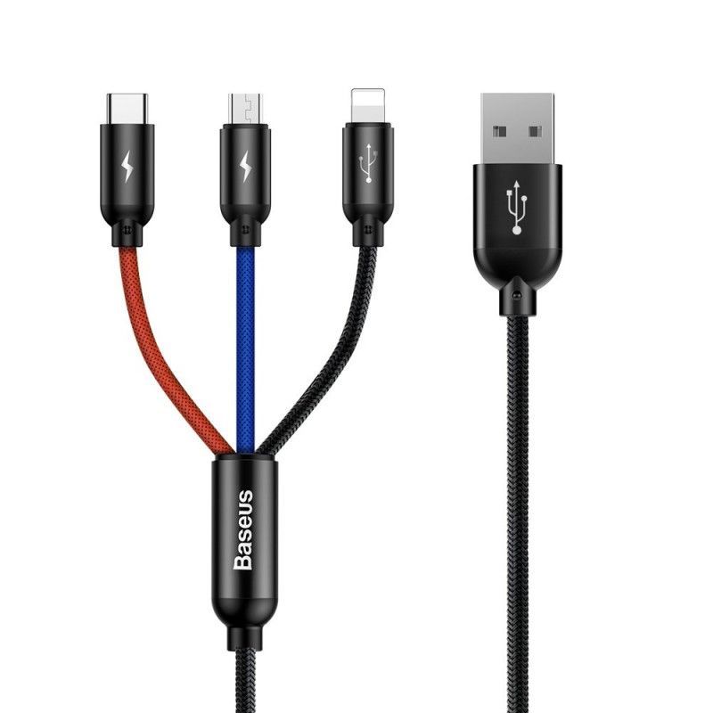 Baseus 3 in 1 USB Cable 1,2m Black Baseus 3 in 1 USB Cable 1,2m Black