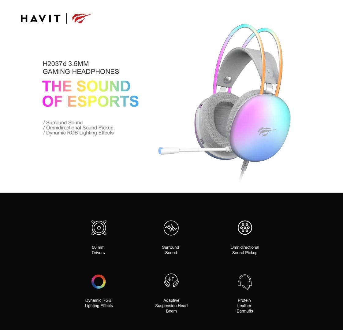 HAVIT Gamenote H2037d Gaming Headset White HAVIT Gamenote H2037d Gaming Headset White